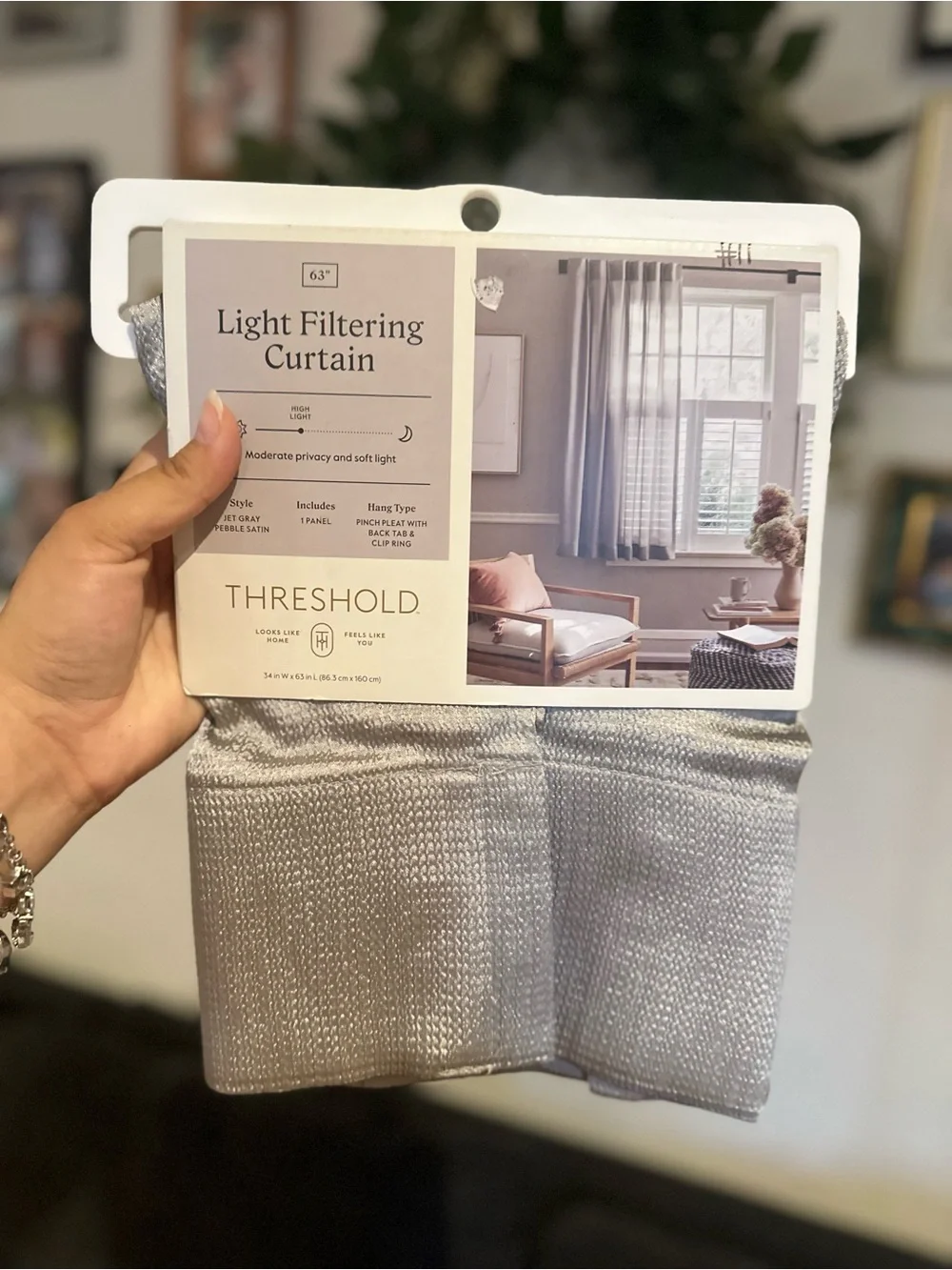 Threshold Light Filtering Curtain Panel in Gray